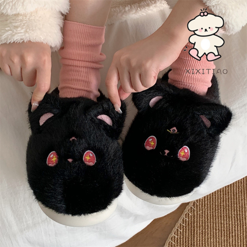 Xixitiao Dép Cotton Thường Ngày Mùa Đông Nữ Nhà Ấm Baotou Hoạt Hình Dễ Thương Đế Mềm