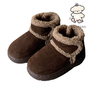 Xixitiao Phiên Bản Hàn Quốc Thời Trang Sáng Tạo Velcro Giày Bốt Tuyết Cha Mẹ-Con Mùa Đông Mặc Ngoài Retro Cừu Len Plus Lông Cừu Ống Ngắn Giày Cotton Nữ