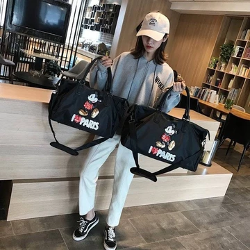 ♥♥ Túi du lịch dễ thương Di động dung tích lớn Sequin Túi tote Mickey Túi tập thể dục Nhà kho giày độc lập Túi Duffel chống thấm nước Túi du lịch Túi hoạt hình Túi du lịch hoạt hình Túi du lịch Túi to