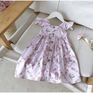 Váy Hè 2 Dây Cánh Tiên Vintage Cho Bé Gái Xinh Yêu ( Chất Cotton) 8-26kg