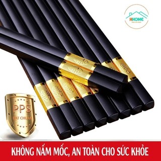 [Bộ 10 Đôi] Đũa Mạ Vàng Nhật Nhựa Melanin Cao Cấp Chống Trơn Chống Mốc Chịu Nhiệt - Phương Trang