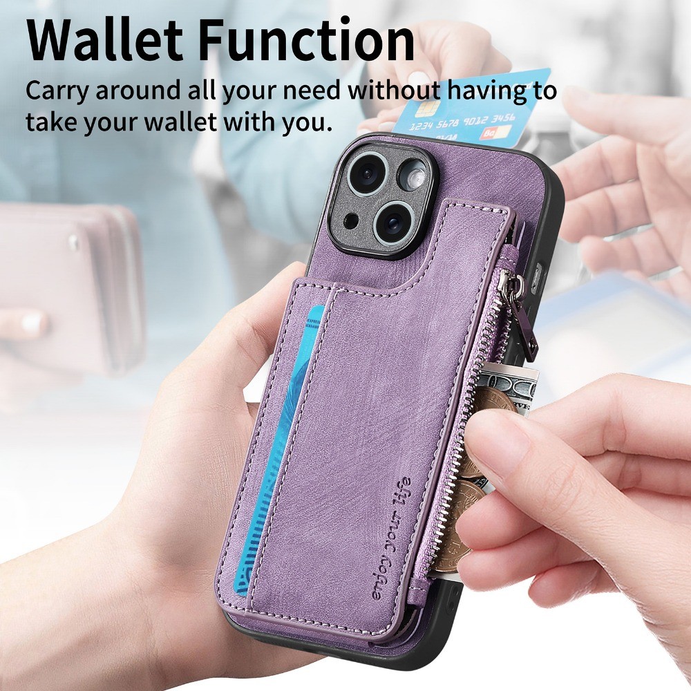 Ví Dây Kéo Retro Có Đựng Thẻ Ốp Lưng Điện Thoại Cho IPhone 16E 16 15 14 Plus 13 12 Mini 11 Pro Max XS XR 7 8 Plus Bao Da