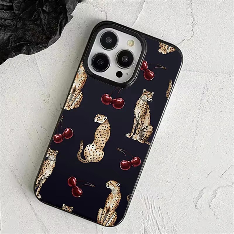 Cool Cougar Họa Tiết Anh Đào Ốp Lưng Điện Thoại iPhone 16 15 14 13 12 11 Pro Max X XS XR 7 8 Plus SE2 16E Shoockproof Bìa Mềm