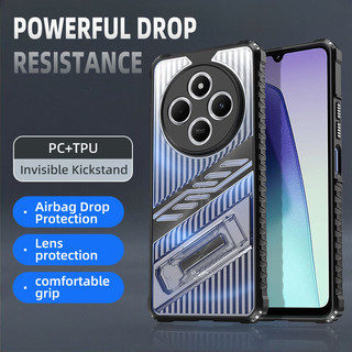 Dành cho Redmi 14C / Redmi A3 Ốp điện thoại PC cứng trong suốt TPU mềm tích hợp chân đế ẩn Chống rơi Vỏ mỏng chống sốc