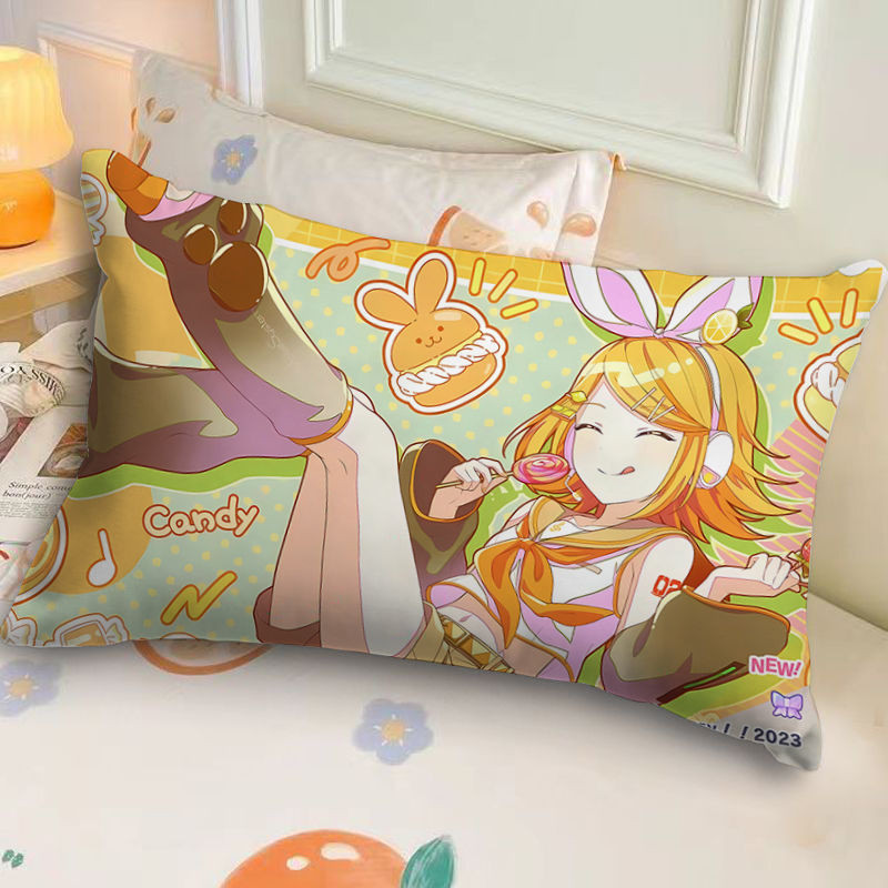 Dự án SEKAI HÌNH MÀU SẮC! Gối Anime Kagamine Twins – Đệm Sofa Phòng Ngủ Mềm – Trọn Bộ 50x30cm / 60x40cm (Vỏ Gối + Chèn)