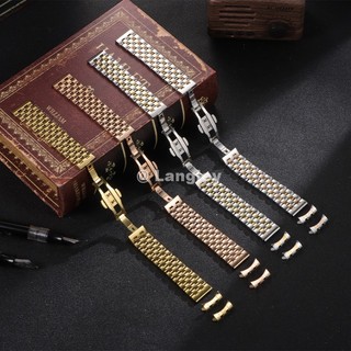 Dây đeo đồng hồ bằng thép không gỉ nguyên khối 12-22mm 12 14 16 18 19 20mm 21 22 Tổng thống Dây đeo đồng hồ 5 hạt cho nam giới Vòng tay nữ Đầu phẳng Arc End Bạc Hồng Vàng Đen