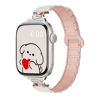 Dây đeo từ tính hình chó ba dây silicon cho Apple Watch Ultra 46 / 44 / 40 / 49 / 45 / 41 / 42 / 38 / 45mm iwatch Series Ultra / 10 / 9 / 8 / 7 / 6 / 5 / 4 / 3 / 2 / 1