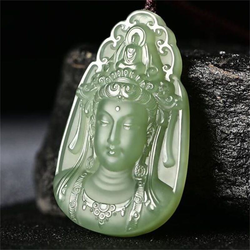 Ngọc Guanyin Mặt Dây Chuyền Nam Xanh Trắng Ngọc Đứng Guanyin Ngọc Thương Hiệu Nam Nữ Ngọc Ánh Sáng Xanh Hồ Ngọc Xanh Mặt Dây Chuyền