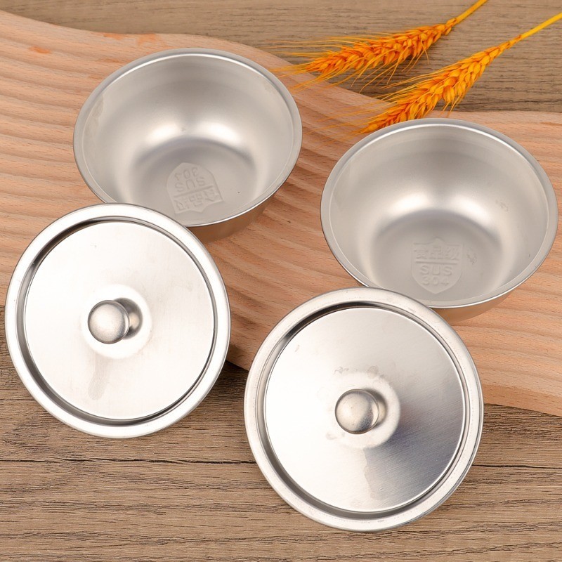 [Đặc sắc] Bát hấp trứng bằng thép không gỉ - Chịu nhiệt, giữ tươi, bền - Bộ đồ ăn gia đình - Hộp đựng đồ ăn nhà bếp - Bát ăn cho trẻ em - Hộp đựng thức ăn có nắp đậy