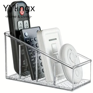 YYlingx Giá đỡ điều khiển từ xa, Hộp đựng đồ trang điểm PET 4 ngăn, Hộp đựng đồ trong suốt
