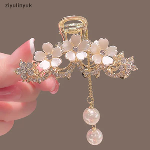 Ziyulinyuk Thanh Lịch -Vỏ Ngọc Trai Hoa Nhài sel Vuốt Kẹp Kim Loại Nữ Trên Mặt Sau EN