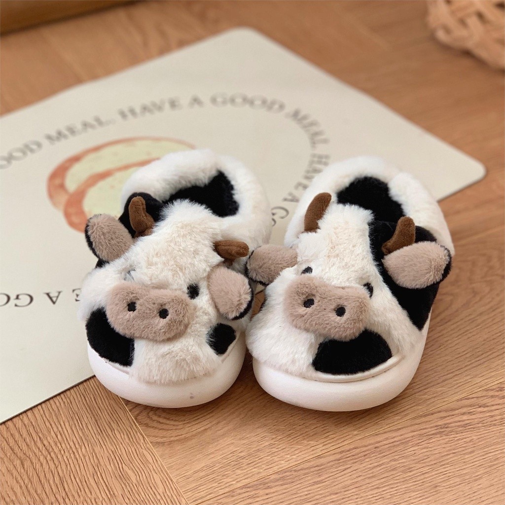 Xixitiao Baotou Dép Cotton Mềm Mại Dễ Thương PPR Bò Mùa Đông Thời Trang Nhà Ấm Sang Trọng Confine Giày