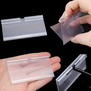 ROOMYCO 50 CÁI Giá đỡ nhãn, Bảng hiệu Giá treo thẻ móc hai dòng, Nhựa trong suốt Đa chức năng Giá trưng bày thẻ Siêu thị