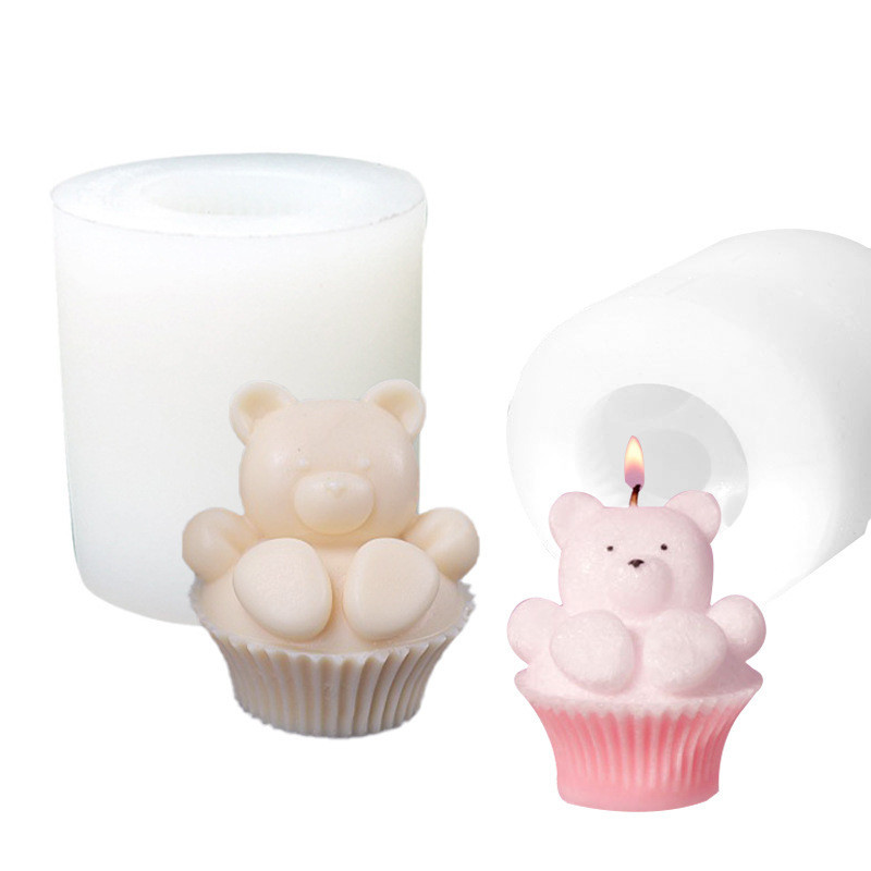 Cốc Giấy Gấu Khuôn Silicon Bánh Sô Cô La DIY Khuôn Nướng Bánh Giữ-Trái Tim Gấu Hương Liệu Xà Phòng Handmade Ô Tô Khuếch Tán Thạch Cao Trang Trí Tweak Đồ Chơi Khuôn