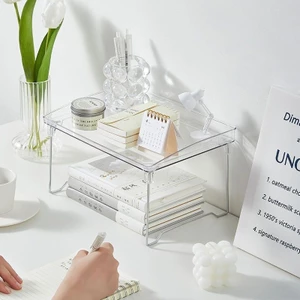 Kệ acrylic trong suốt chân kim loại để đồ vật decor cực sang 29x21x15.5cm
