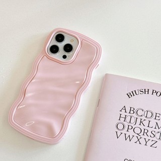 Ốp điện thoại thời trang màu hồng trắng gợn sóng 2 trong 1 cho iPhone 15 Promax 15Pro 14Promax 12 13 Pro Max 14Pro 11 Ốp lưng silicon mềm màu trơn chống sốc cho nữ cô gái