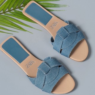 ZA Xuyên Biên Giới Size Lớn 2024 Mùa Hè Dép Nữ Ngoại Thương Cross Flat Dép Đơn Giản Phù Hợp Với
