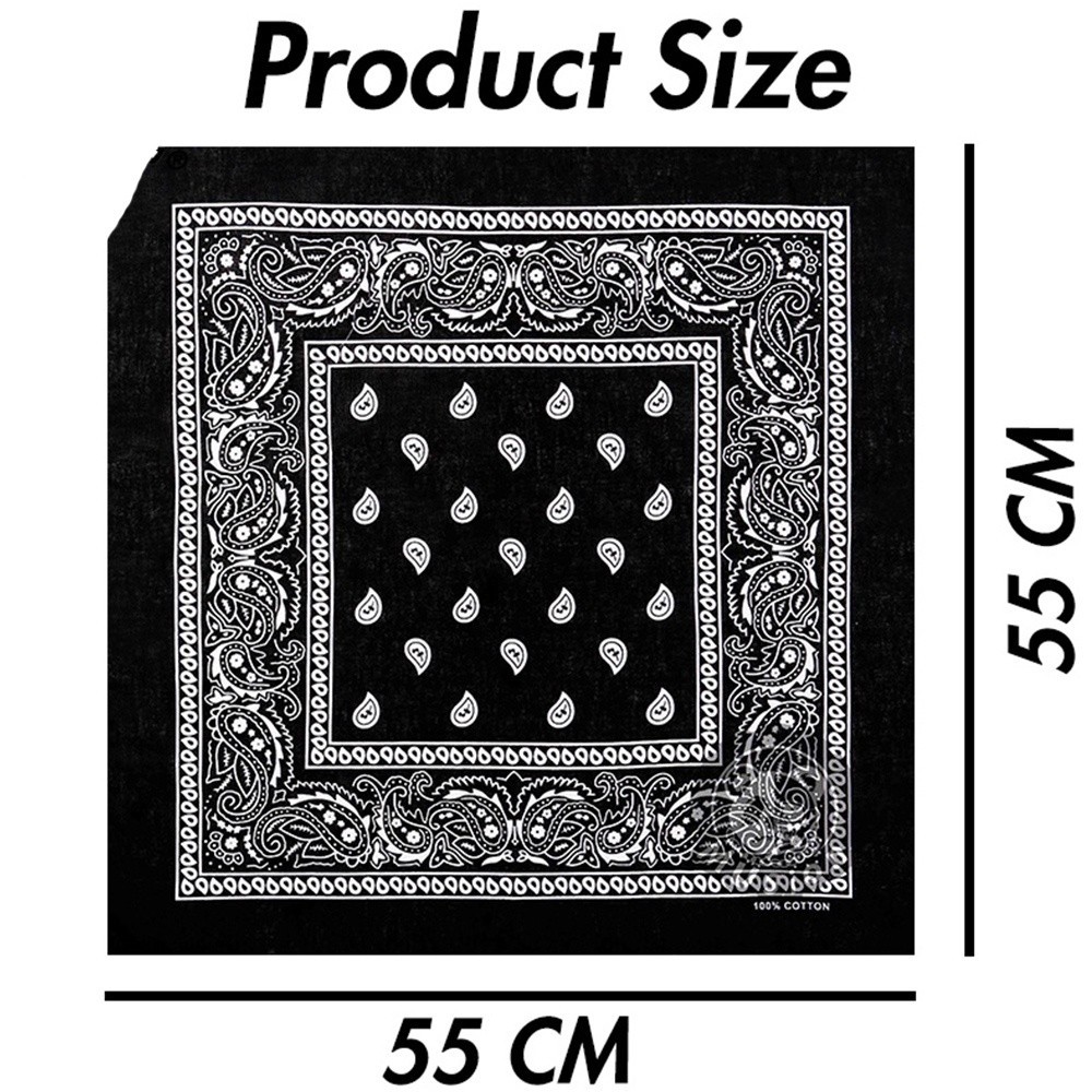 Khăn Vuông 100% Cotton Thời Trang Hip Hop Cổ Điển 55cm*55cm In Họa Tiết Màu Đỏ/Đen Cho Nam/Nữ