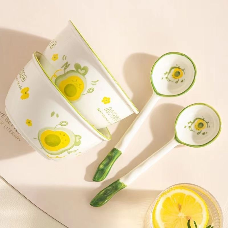 Bát Ăn Bằng Sứ Hình Quả Bơ Avocado Dễ Thương - Chén Ăn Cơm Ngon Miệng Decor Cho Bé Tên Bơ