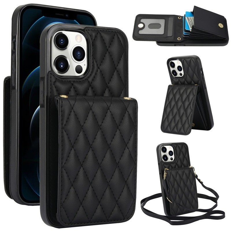 Ví đeo chéo da có ngăn đựng thẻ Vỏ điện thoại cho IPhone 13 12 Mini 15 14 11 Pro Max XS X XR 7 8 Plus Vỏ bảo vệ