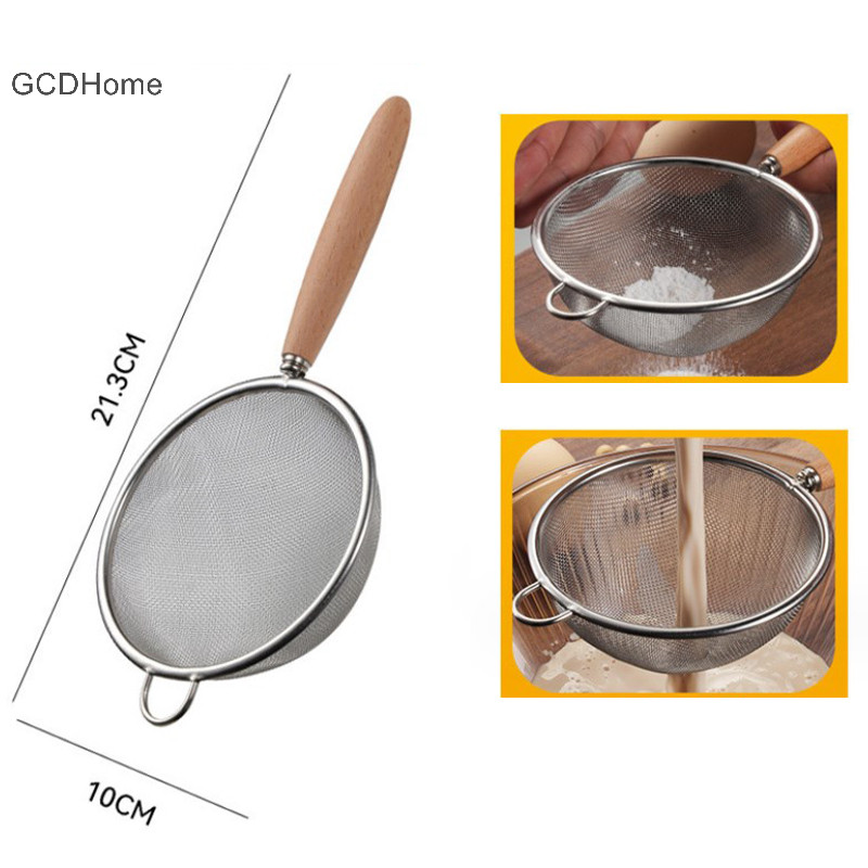 Gcdhome Tay Cầm Thép Không Gỉ Nhỏ Rây Lọc Dầu Lưới Mịn Lọc Đa Năng Lưới Lọc Bột Sifter Dụng Cụ Nướng Bánh Nhà Bếp HOT