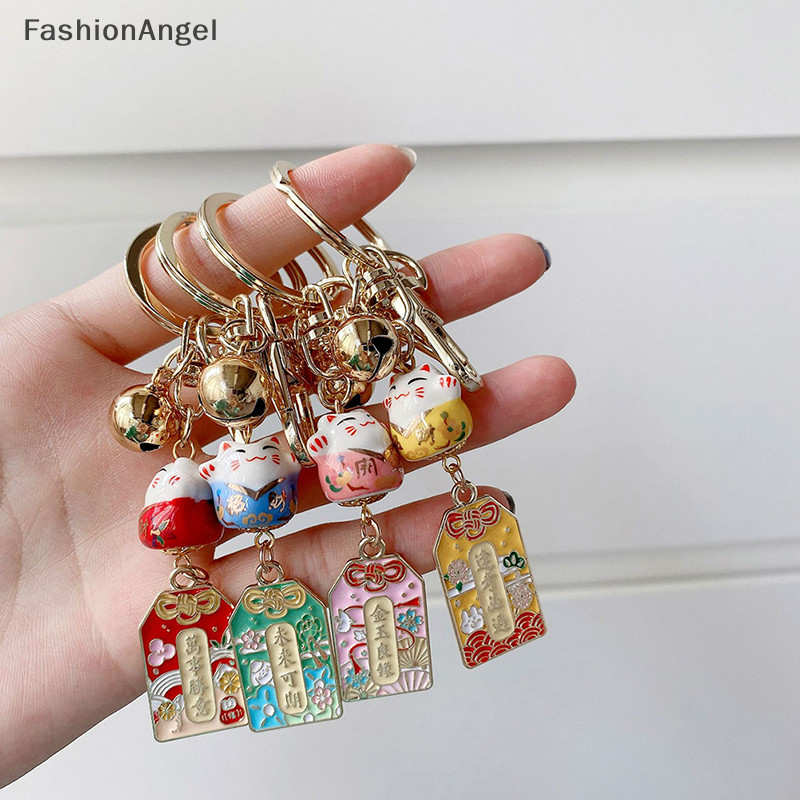 FashionAngel Dễ Thương Bùa Hộ Mệnh May Mắn Móc Khóa Với Gốm Sứ Túi Ô Tô Pendent Phụ Kiện Di Động Cặp Đôi Quà Tặng TH