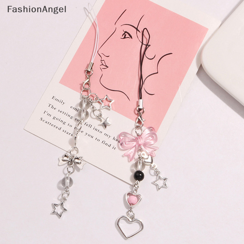 FashionAngel Goth Y2K Điện Thoại Quyến Rũ Nơ Trái Tim Ngôi Sao Móc Khóa Mặt Dây Chuyền Túi Dây Xích Điện Thoại Phụ Kiện Dễ Thương Cho Bé Gái Nữ Trang Sức TH