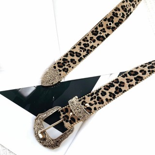 VípDeal - Thắt Lưng In Da Báo Hạt Viền PU, Phù Hợp Với Quần Jean Và Váy
