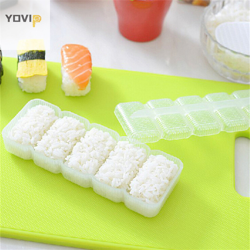 Yovip Nhật Bản Nigiri Sushi Khuôn Cơm 5 Cuộn Máy Làm Chống Dính Bento Dụng Cụ Bấm VN