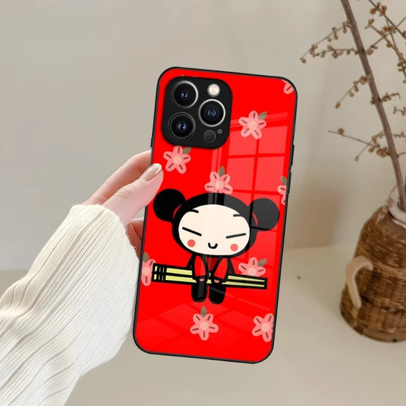 BK-1 Thời Trang Hoạt Hình Dễ Thương Pucca Ốp Điện Thoại Kính Cường Lực Cho IPhone 17,15 13 14 12 11 Pro XS Max Plus Mini X XR 8 7 6s SE2020 Cover 0809