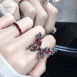 K2nightfee Punk Gothic Nhẫn Đỏ Vintage Ánh Sáng Mở Có Thể Điều Chỉnh Nhẫn Ngón Tay Phong Cách Pháp Cá Tính Đảng Tặng Trang Sức VN
