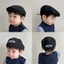 Mũ nồi ORDOBOX, Mũ lưỡi vịt có thể điều chỉnh dây rút thêu chữ cái, Mũ lưỡi trai Denim cổ điển màu trơn cho trẻ em
