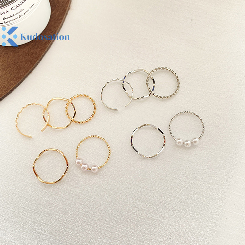 Kudosation 5 Cái / bộ Nhẫn Trang Sức Thời Trang Bộ Kim Loại Rỗng Tròn Mở Nhẫn Nữ Cho Bé Gái Tiệc Nữ Quà Tặng Đám Cưới
