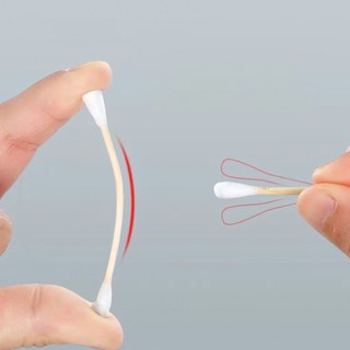 Hộp 500 tăm bông ráy tai, thân tăm gỗ 2 đầu chất liệu bông COTTON SWAB được khử khuẩn siêu sạch SUNND