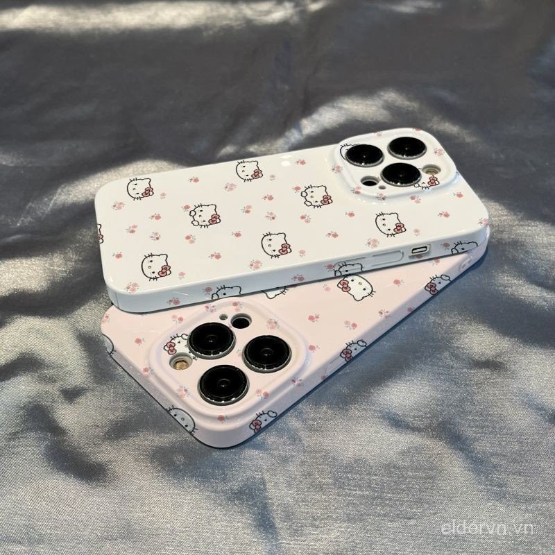Toàn Màn Hình KT Hello Kitty QYJS Thích Hợp Cho Ốp Điện Thoại IPhone 15 14 13 ProMax 12 PRO 11 15 14 PLUS X XS XR XSMAX 7 8 PLUS SE Phim Cứng RDZJ