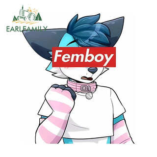 EARLFAMILY 13cm x 11.2cm Lông Femboy Nhãn Dán Xe Dễ Thương Cá Tính Hoạt Hình Vui Nhộn Cản Windows Vinyl Đề Can Chống Trầy Xước Nhãn Xe Hơi