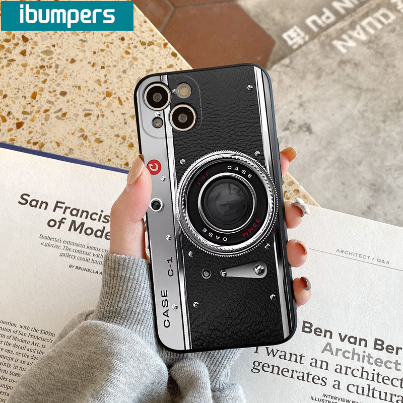 ibumpers Ốp Lưng IPhone Họa Tiết Máy Ảnh Ngộ nghĩnh Mát Cho IPhone 16 15 14 12 13 11 Pro Max IP 7 8 Plus X XS XR Ốp Điện Thoại Silicon Mềm Chống Sốc