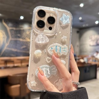 Hoạt Hình Dễ Thương 3D Sao Biển Cá Lấp Lánh Bạc Kim Sa Lấp Lánh Trong Suốt Epoxy Ốp Lưng Điện Thoại iPhone 12 13 14 15 16 Promax Plus 11 Chống Sốc Nữ Điện Thoại Di Động