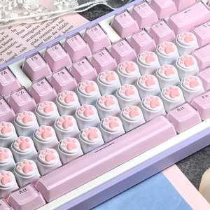 Pink Cat Paw Keycap Bàn Phím Cơ DIY Sáng Tạo Hoạt Hình Corgi Mông Silicone Personlized Rock Paper Kéo Thumbs-up