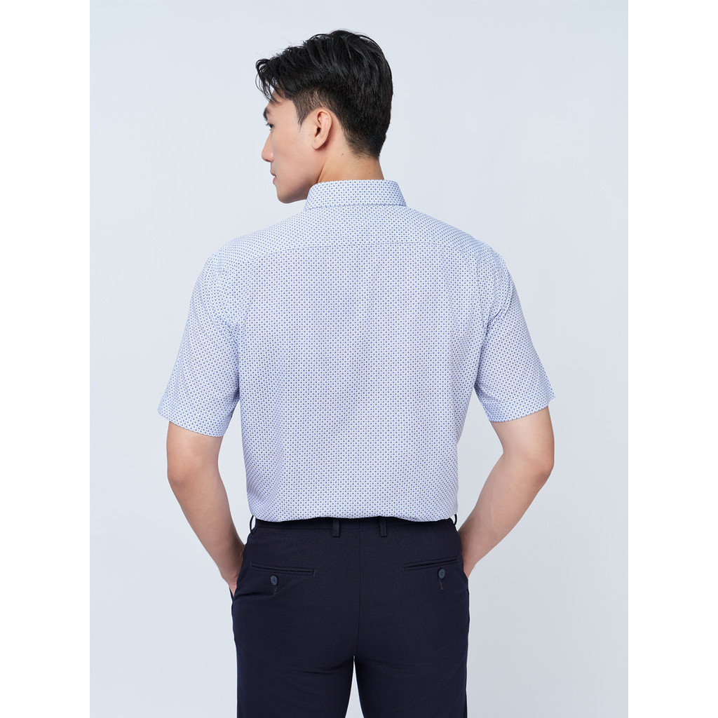 Sơ mi ngắn tay vạt tròn VIETTIEN vải Hoa hồng form REGULAR VT00000325