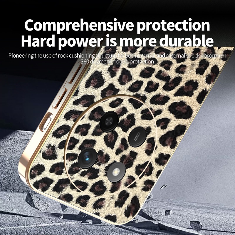 Ốp Lưng Cho Honor X9C Da Báo Series TPU Mạ Điện Cạnh Chống Sốc Vỏ Điện Thoại