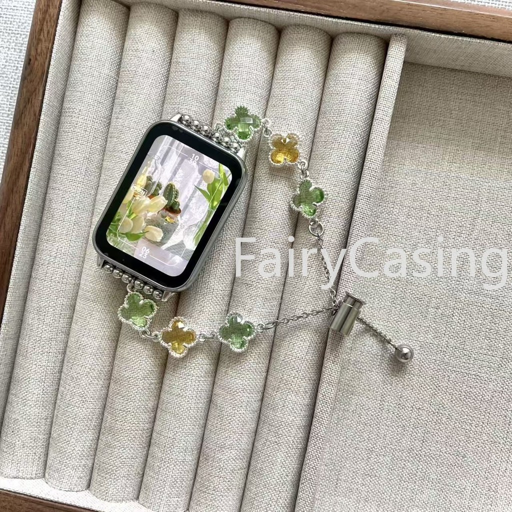Mùa Hè Cỏ Ba Lá Hạt Vòng Tay Đồng Hồ Ban Nhạc Xiaomi 10 9 8 7 6 5 4 3 Pro Dây Đeo Tay Cho Ban Nhạc 9 8 Hoạt Động Vòng Tay Dây Đeo