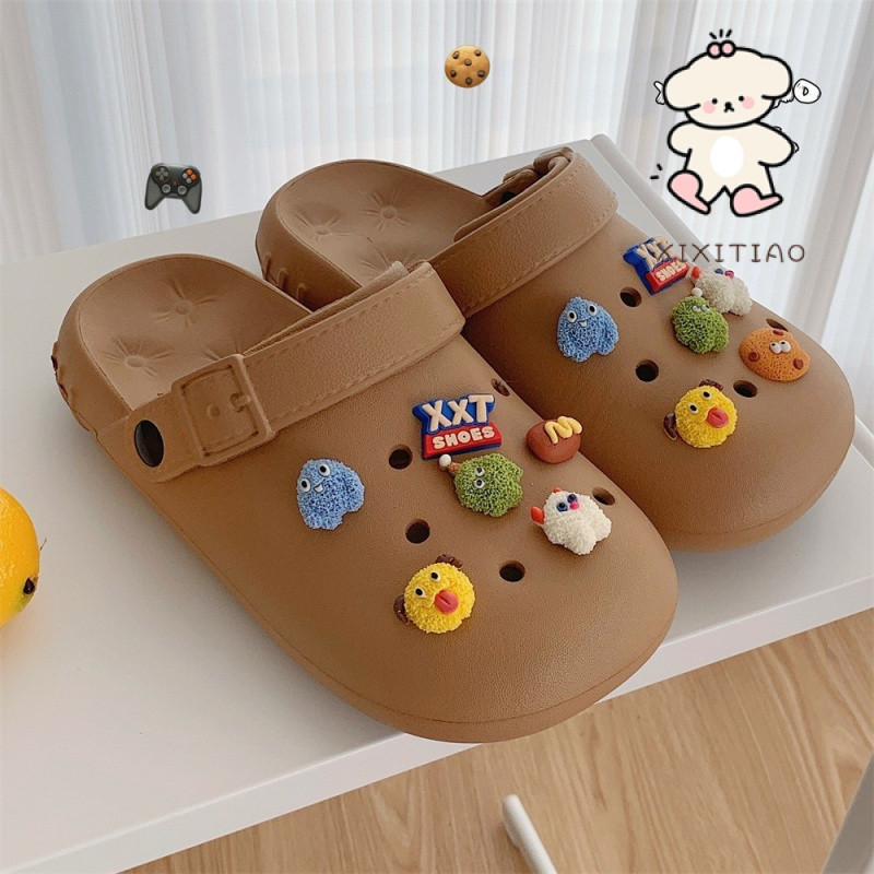 Xixitiao Sandal Sáng Tạo EVA Ngộ nghĩnh Hoạt Hình Dễ Thương Quái Vật Phong Cách Mới Kỳ Nghỉ Baotou Lỗ Giày Mùa Hè Đế Mềm Thoải Mái Mặc Ngoài
