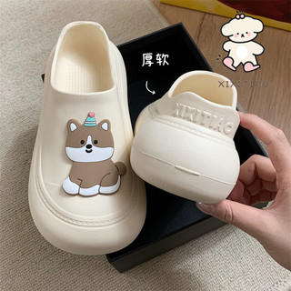 Xixitaio Fun Puppy Mặc Bên Ngoài Dép Lười Phong Cách Mới Bé Gái EVA Đế Mềm Mules