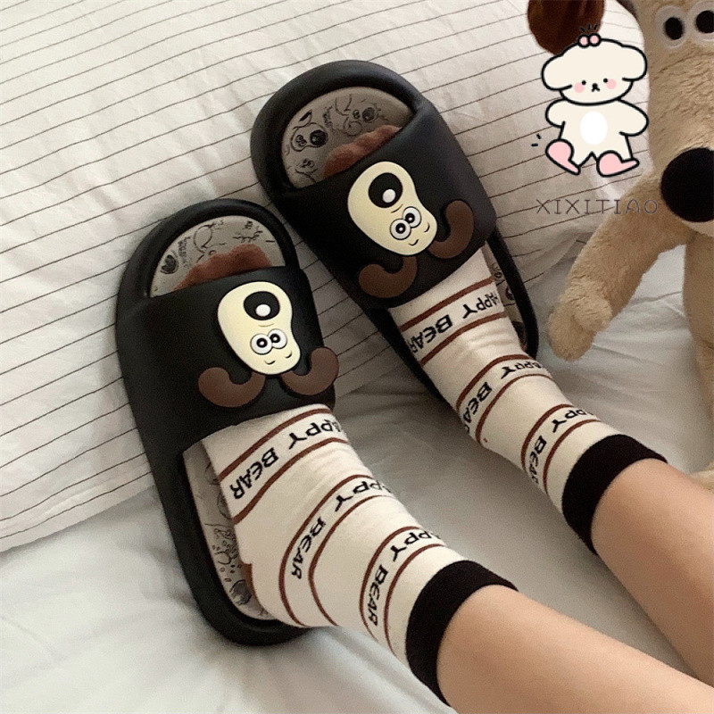 Xixitiao Trong Nhà Thông Thường EVA Mềm Đế Lật Thoải Mái Mùa Hè Phong Cách Mới Bé Gái Dễ Thương Cọ Chó Dép Dép