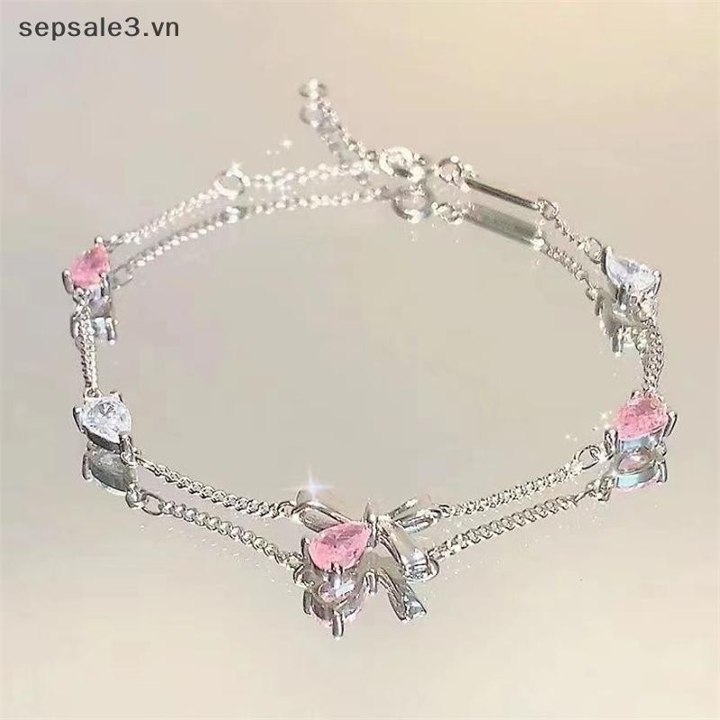# Sepsale # Vòng tay nơ kim cương giả sáng bóng ngọt ngào Vòng tay có thể điều chỉnh khí chất thời trang dành cho nữ.