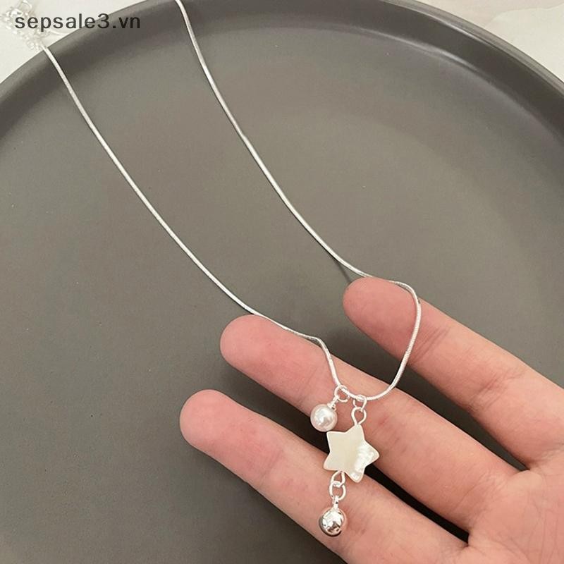 # Sepsale # Thời trang Tối giản Ngôi sao ngọc trai Pentagram Quyến rũ Mặt dây chuyền Dây chuyền xương đòn Bông tai dễ thương ngọt ngào dành cho nữ Quà tặng trang sức bé gái.