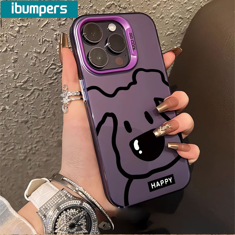 ibumpers Ốp Lưng IPhone Đơn Giản Dễ Thương Họa Tiết Con Chó Con Ốp Điện Thoại IMD Cứng Trơn Chống Bẩn Chống Sốc Cho IPhone 16 15 14 12 13 11 Pro Max