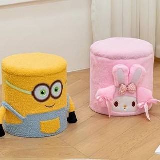 [Không gian dung tích lớn] Giỏ đựng đồ gia đình Minions phong cách mới Phòng khách Ghế đẩu thẳng hoạt hình có nắp đậy