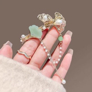 MAUROPOLI [Sẵn sàng] Kẹp tóc lá bạch quả phong cách Trung Quốc mới Phụ kiện tóc Hanfu cổ Hoa bên mỏ vịt Kẹp cô gái Nổ Kẹp mũ đội đầu